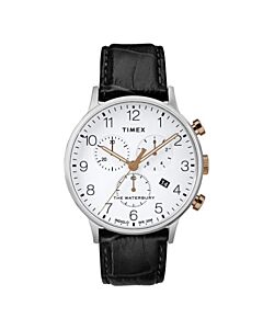 Men's Waterbury Chronograph Leather White Dial Watch