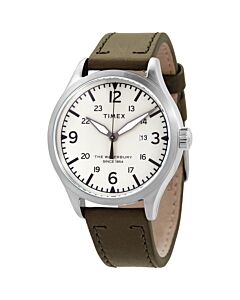 Men's Waterbury Leather Cream Dial Watch