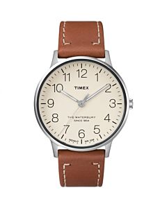 Men's Waterbury Leather White Dial Watch