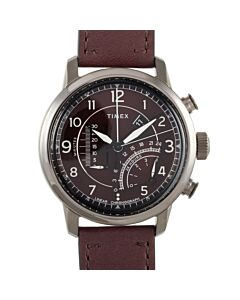 Men's Waterbury Linear Leather Burgandy Dial Watch