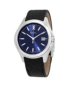 Men's Wave (Calfskin) Leather Blue Galvanic Dial Watch