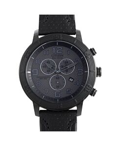 Men's WDR Chronograph Leather Black Dial Watch