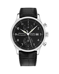 Men's West Side Chronograph Leather Black Dial Watch