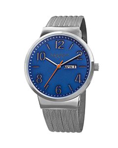 Men's Womens Casual Stainless Steel Blue Dial Watch
