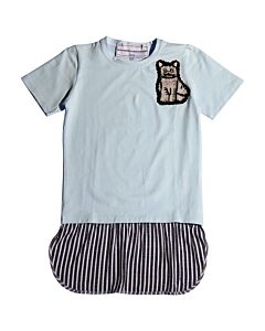 Michaela-Buerger-Kids-Cat-Embroidered-Contrast-T-shirt,-Brand-Size-9-10-JR