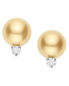 Mikimoto 18 Karat Yellow Gold South Sea Pearl Daimonds Earrings PES1002GDK