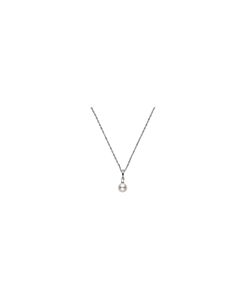 Mikimoto 18K White Gold Pearl & Diamond Pendant Necklace - PPS602DW