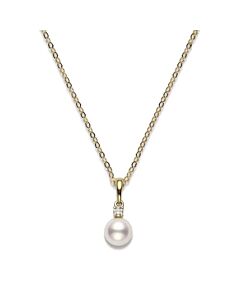 Mikimoto 7-7.5mm Akoya Cultured Pearl 0.05ct of Diamonds 18K Yellow Gold - PPS702DK