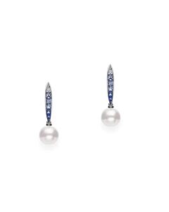 Mikimoto Akoya Cultured Pearl Ocean Earrings with Blue Sapphire - MEA10318ASXW