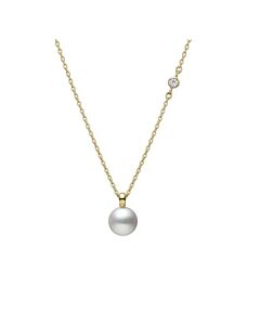Mikimoto Akoya Cultured Pearl with Diamond Pendant in 18K Yellow Gold - MPQ10159ADXK