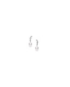 Mikimoto Akoya Pearl & Diamond Dangle Earrings in 18K White Gold - MEA10237ADXW