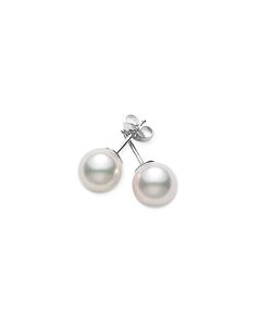 Mikimoto Akoya Pearl Stud Earrings with 18K White Gold 7.5-8mm A+ Grade