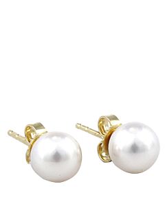 Mikimoto Akoya Pearl Stud Earrings with 18K Yellow Gold 7-7.5mm A