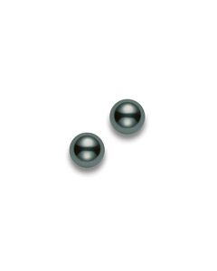 Mikimoto Black South Sea Pearl Stud Earrings with 18K White Gold 8-8.5mm