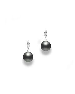 Mikimoto Morning Dew Black South Sea Cultured Pearl and Diamond Earrings - MEA10328BDXW