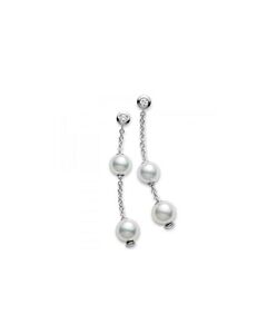 Mikimoto Pearls in Motion Akoya Pearl & Diamond Earrings 7-7.5mm