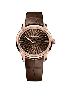 Millenary Frosted Gold Philosophique Alligator Leather Brown Dial Watch