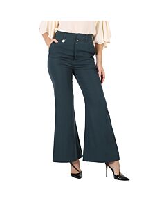 MM6 Ladies Petrol Green High-Waisted Flared Trousers