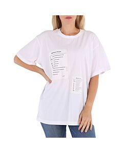 MM6 Ladies White Checklist Cotton T-Shirt