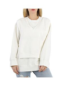 MM6 Ladies White Layered Boxy Sweatshirt