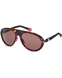 Moncler 57 mm Shiny Red Havana Sunglasses