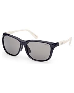 Moncler 60 mm Shiny Navy/Shiny Ivory Sunglasses