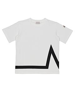 Moncler Boys White Cotton Short-Sleeve Logo Print T-Shirt