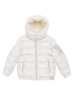 Moncler Boys White Orans Logo Quilted Puffer Jacket