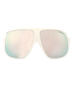 Moncler Diffractor 66 mm Shiny White W. Grey Leather Binders Sunglasses