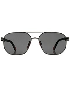 Moncler Flaperon 56 mm Shiny Gunmetal/Black Sunglasses
