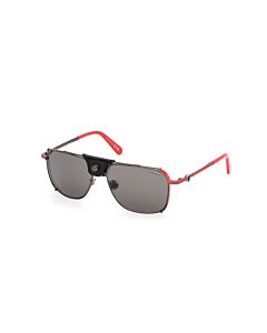 Moncler Gatiion 59 mm Shiny Gunmetal/Red Sunglasses
