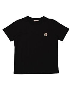 Moncler Girls Black Cotton Logo Patch Short-Sleeve T-Shirt