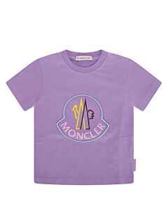 Moncler Girls Lavender Logo Embroidered Cotton T-Shirt