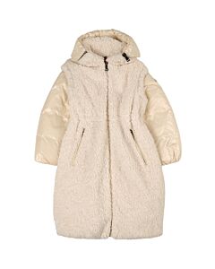 Moncler Girls Natural Coiselet Fleece Coat