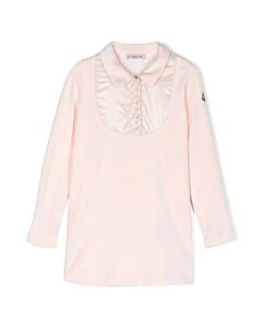 Moncler Girls Pastel Pink Plush Chenille Long-Sleeve Dress