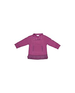 Moncler Girls Purple High Neck Ruffle-Detail Fleece Dress