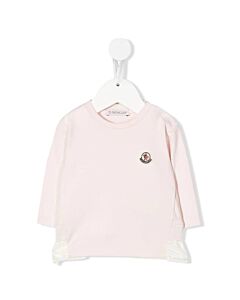 Moncler Girls Ruffle-Trim Logo Patch Long-Sleeve T-Shirt