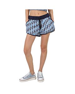 Moncler Grenoble Ladies Abstract Printed Shorts - Bright Blue
