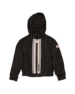 Moncler Kids Black Krastil Stripe-Detail Hooded Jacket