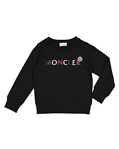 Moncler Kids Black Logo-Print Cotton Sweatshirt