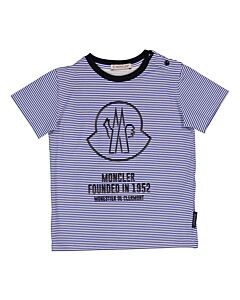 Moncler Kids Multi 1952 Logo Striped Cotton T-Shirt