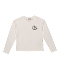 Moncler Kids Natural Cotton Long-Sleeve Logo T-Shirt