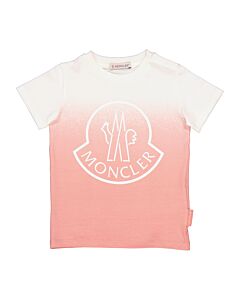 Moncler Kids Open Pink Gradient Effect Logo T-Shirt
