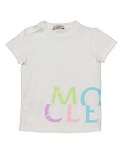 Moncler Kids White Cotton Logo Print Short Sleeve T-Shirt