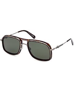 Moncler Kontour 56 mm Shiny Dark Ruthenium/Dark Havana Sunglasses