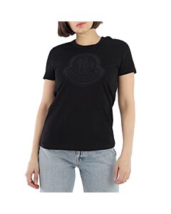 Moncler Ladies Logo Patch T-Shirt in Black