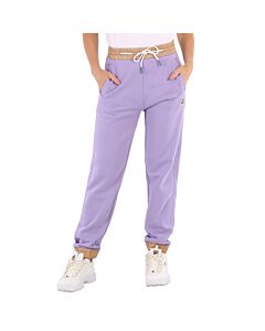 Moncler Ladies Purple Cotton Logo Sweatpants