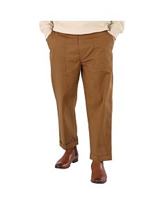 Moncler Men's Brown Cotton Poplin Wide-Leg Pants