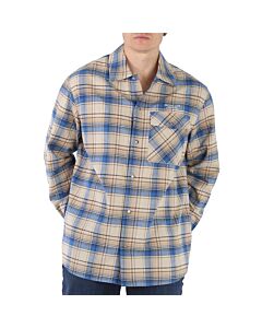 Moncler Men's Checked Logo-Print Cotton Shirt
