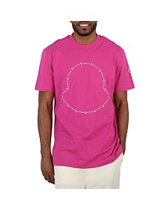 Moncler Men's Dark Pink Logo-print Cotton T-shirt